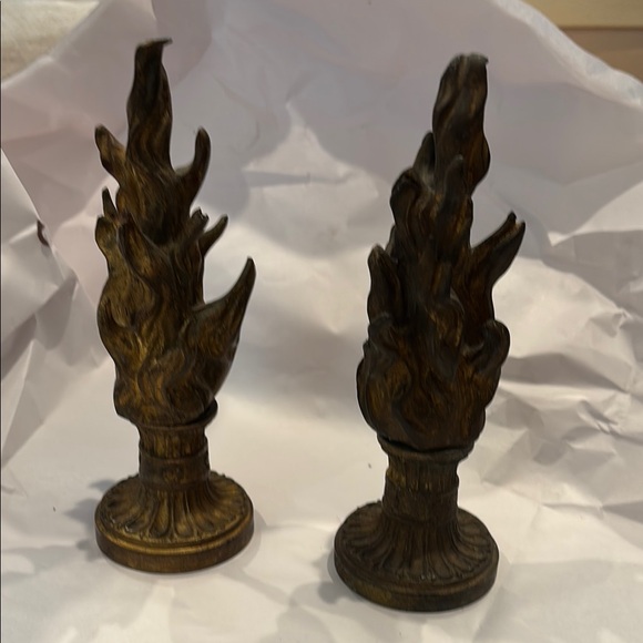 Antique Brass (?) Flame Finials - Picture 4 of 13
